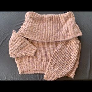 Off the shoulder oversized knit sweater